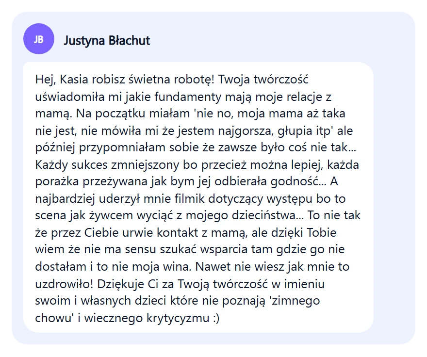Wiadomość: twórczość uświadomiła fundamenty relacji z mamą
